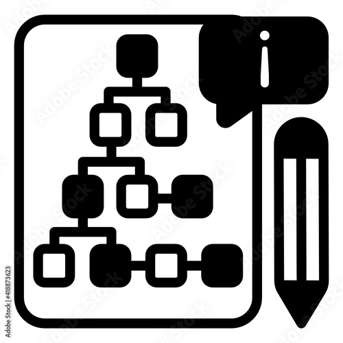 
Document with pencil denoting solid icon information structure

