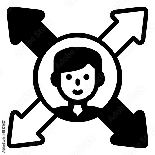 
Man with arrows denoting glyph icon of opportunities 

