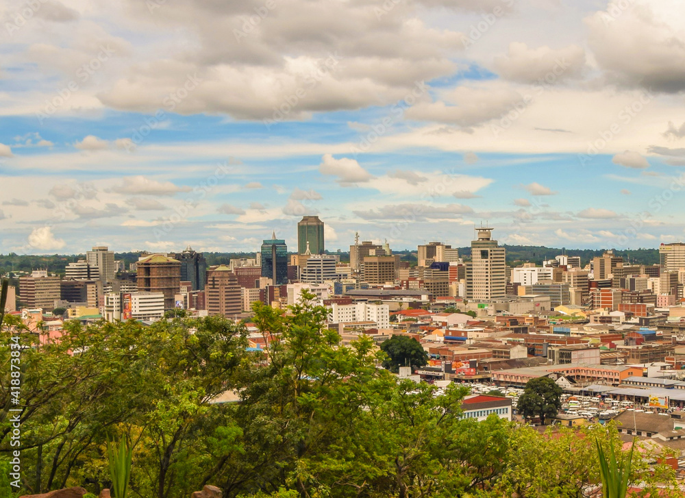Panoramic view of Harare city centre, Zimbabwe.