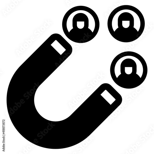 
Magnet and avatars denoting solid icon of client attraction 

