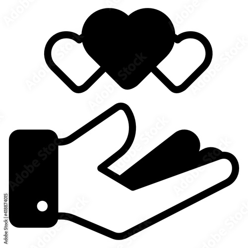 
Hearts on hand denoting brand engagement icon

