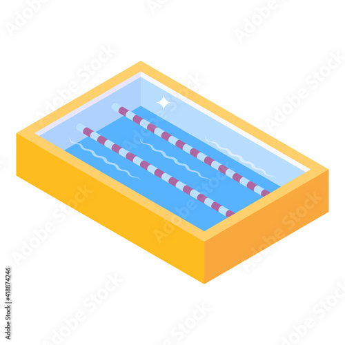 
Water olympic, isometric icon of sports swimming pool

