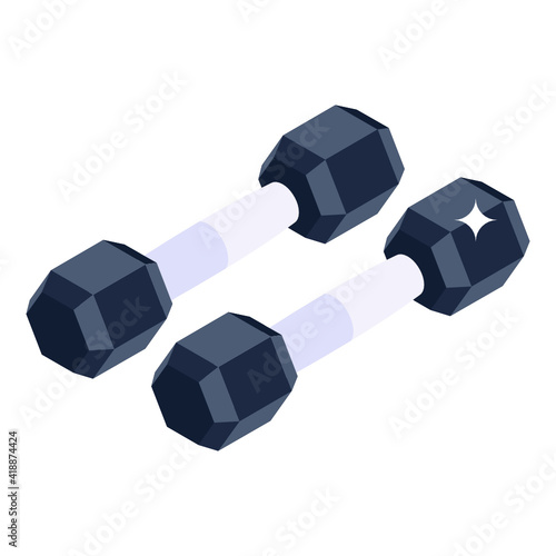 
Gym fitness equipment, isometric icon of dumbbells 

