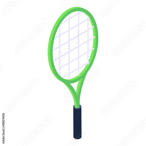 
Badminton accessory, isometric icon of squash racket  

