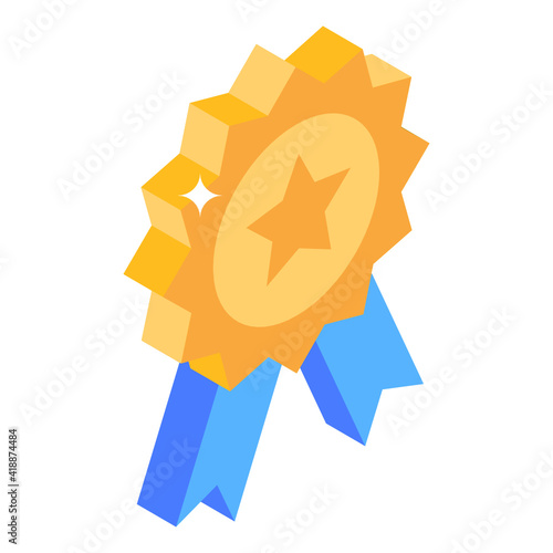 
Sports winning award, isometric icon of star badge 

