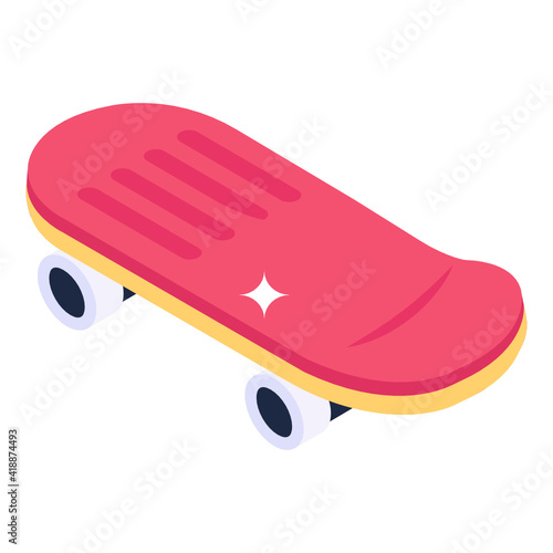 
Skateboard icon of isomeric style, skateboarding 

