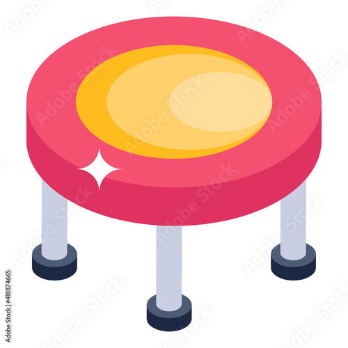  Gymnastic jumping pad, isometric icon of trampoline