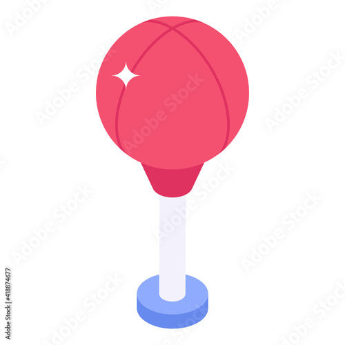 
Boxing practice equipment, isometric icon of punching ball 

