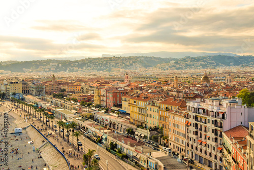 Aerial panoramic view of the coast and city, Nice, South of France