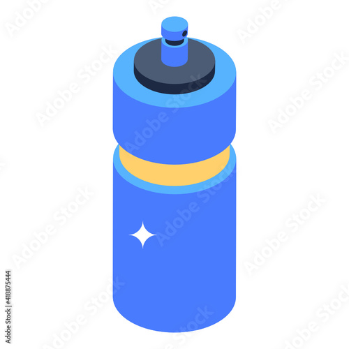
Water drinking equipment, isometric icon of sports bottle 

