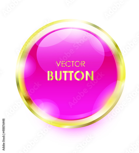 Pink gold button vector