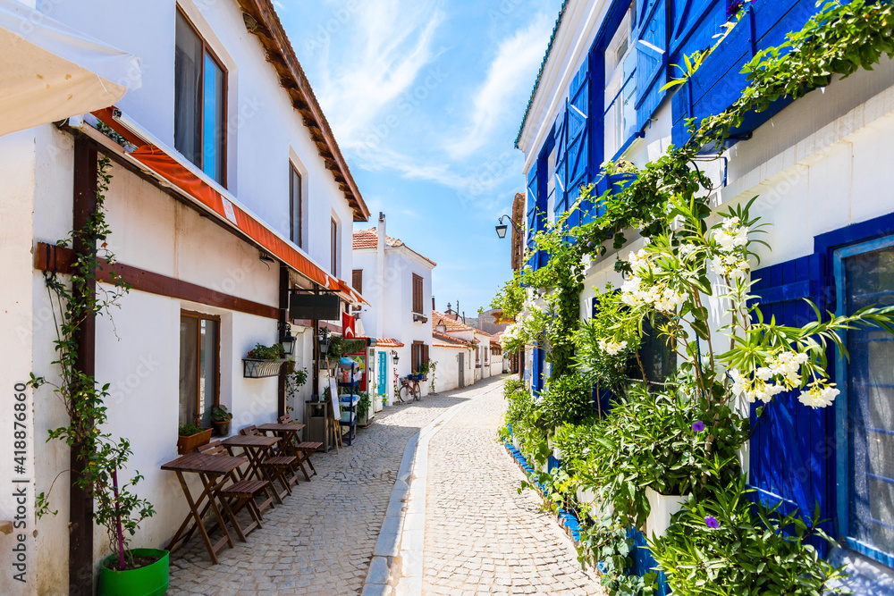 Sigacik Village street  view. Sigacik is populer tourist attraction in Turkey.