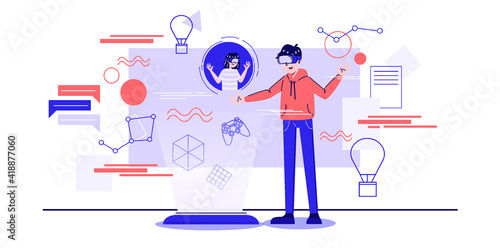 YONG MAN WEARING VR GLASSES-CHARACTER-VECTOR