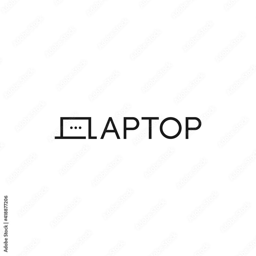 Laptop lettering, creative logo design.