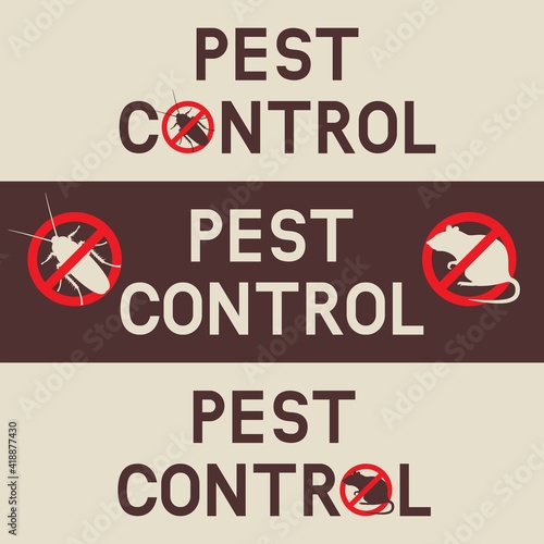 Pest control banners with a cockroach and rat