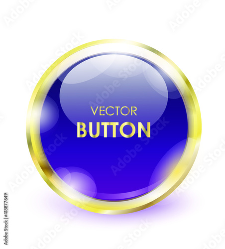 Purple gold button vector