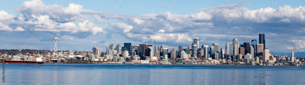 Seattle skyline viewed from Alki Beach West Seattle Washington USA. Stock  Photo | Adobe Stock