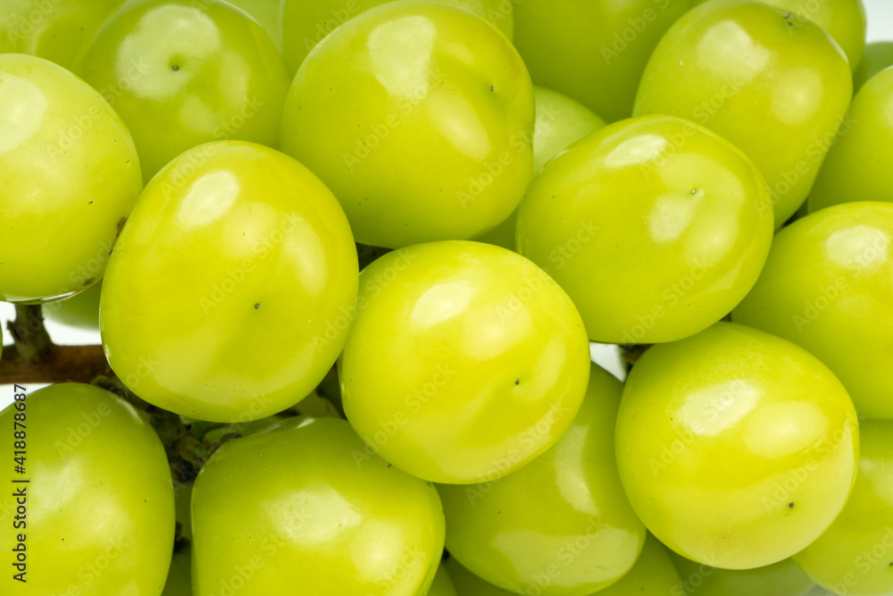 Close up Sweet Green grape isolated on white, Shine Muscat Grape. Close up Sweet Green grape isolated on white, Shine Muscat Grape.