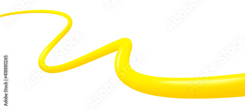 Abstract 3d curve line. Vibrant gradient liquid blended fluid. 3d blend stripe path. Creative yellow fluid shape design. Futuristic zig zag wave concept. Abstract vector background