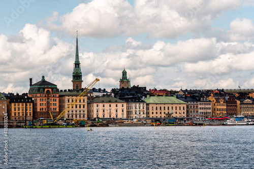 Waterfront of Gamla Stan quarter in Stockholm. View against sky