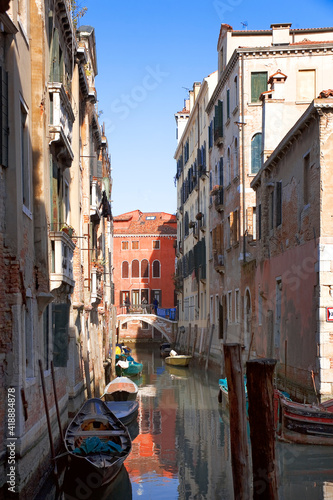A picturesque Venetian backwater: Rio di San Boldo from the Sotoportego ca' Mariani, Santa Croce, Venice, Italy