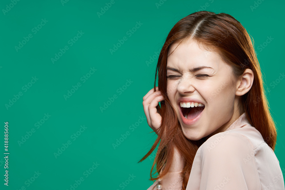beautiful woman charm pink shirt luxury smile Studio elegant style beautiful woman charm pink shirt luxury smile Studio elegant style