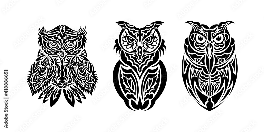 Set of owls print. Good for t-shirts, cups, phone cases and more. Vector Set of owls print. Good for t-shirts, cups, phone cases and more. Vector