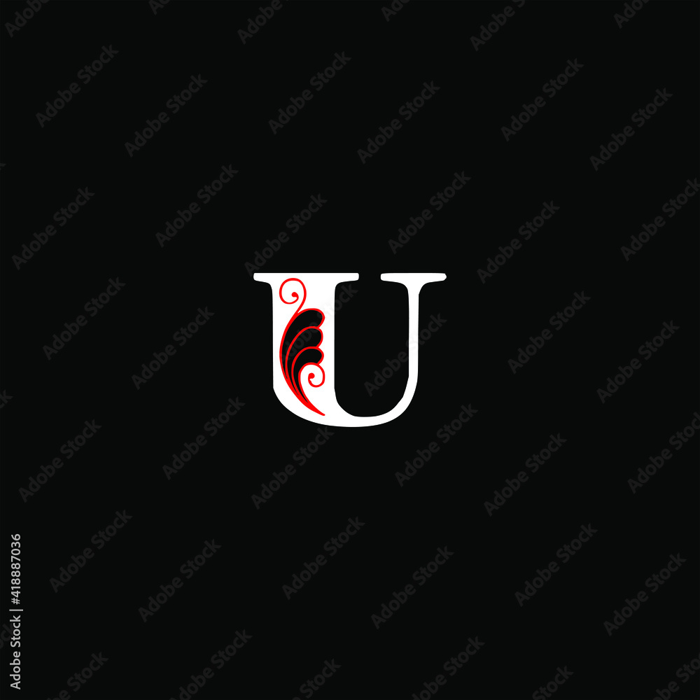 U Letter Logo Abstract Design On Black Color Background U Alphabet Stock Vector Adobe Stock