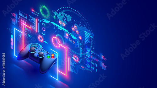 Fotografia Online video games concept banner
