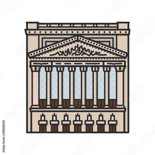 New York Stock Exchange building on Wall Street isolated vector illustration for Black Thursday on October 24
