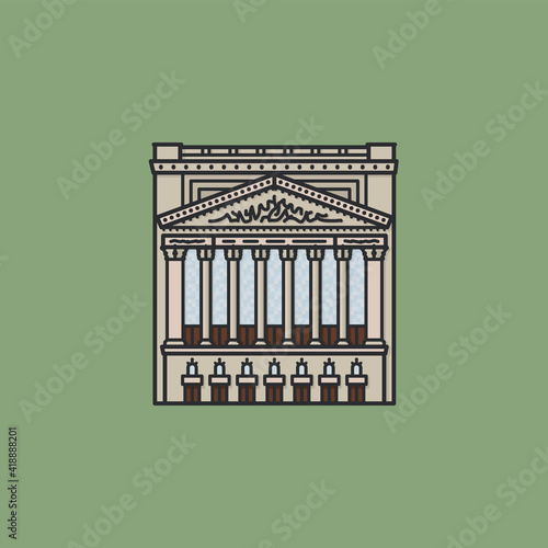 New york Stock Exchange building on Wall Street facade vector illustration for Black Thursday on October 24