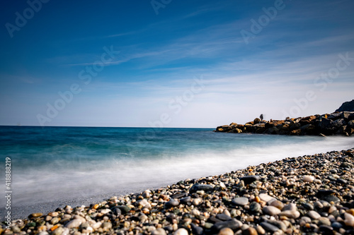 sea landscapes with silk effect of the Ligurian coast of Noli
