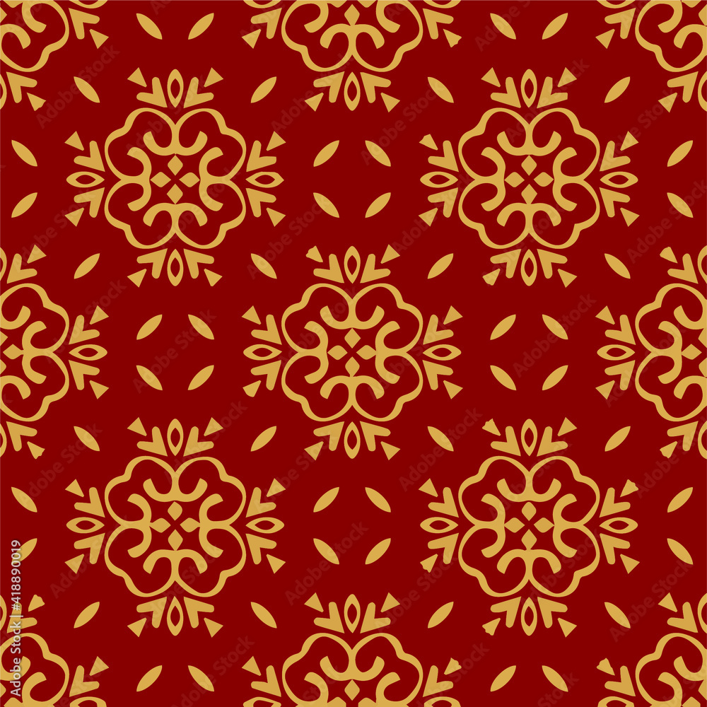  Seamless pattern with symmetric geometric ornament.
