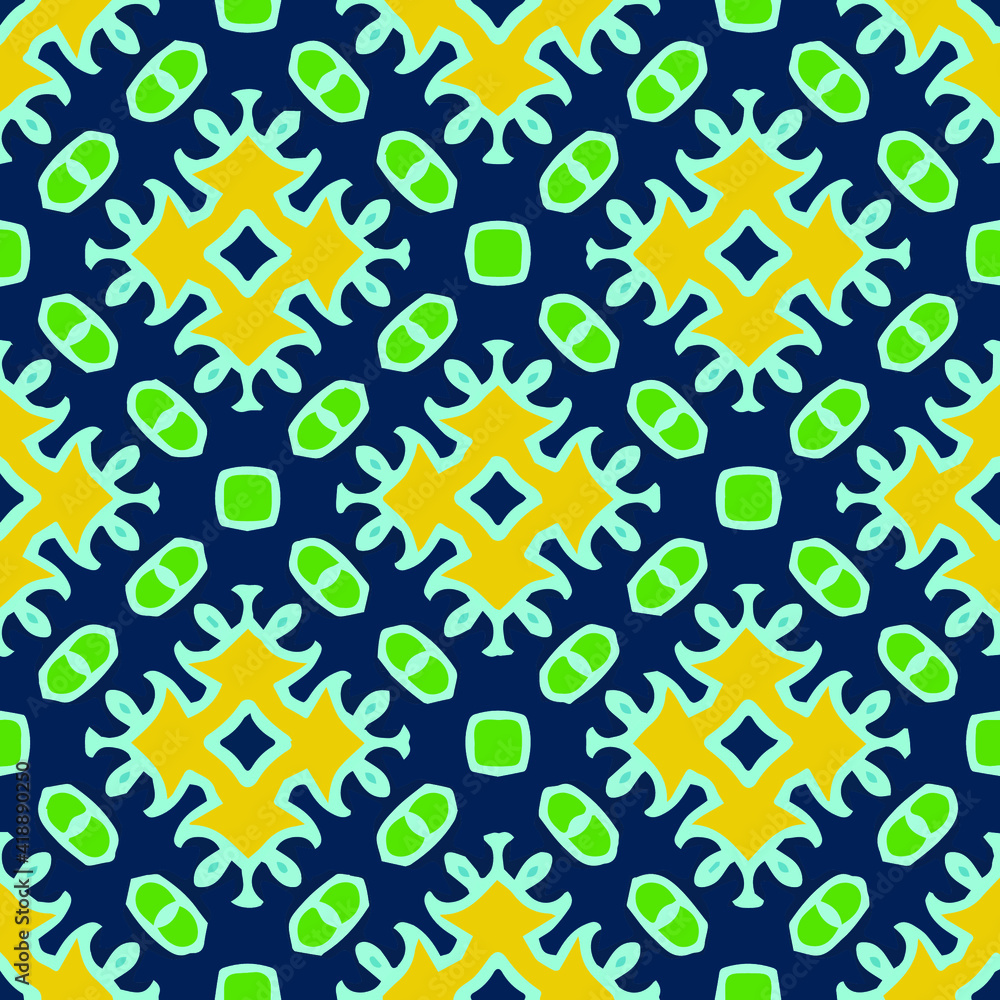 Obraz premium Seamless pattern with symmetric geometric ornament. 