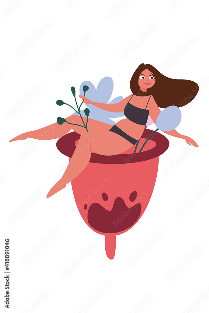 How to use woman menstrual cup during periods Vector Image