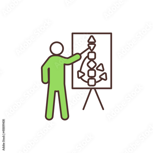 Human design course RGB color icon. Study about body consciousness access. Self-discovery, self-acceptance classes. Sacral charts analyzing and interpretation. Isolated vector illustration