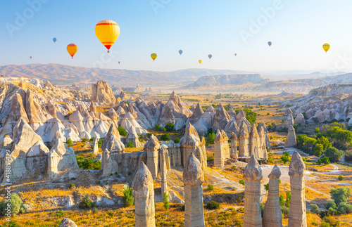 Panoramic view of Love valley near Goreme village, Cappadocia, Turkey