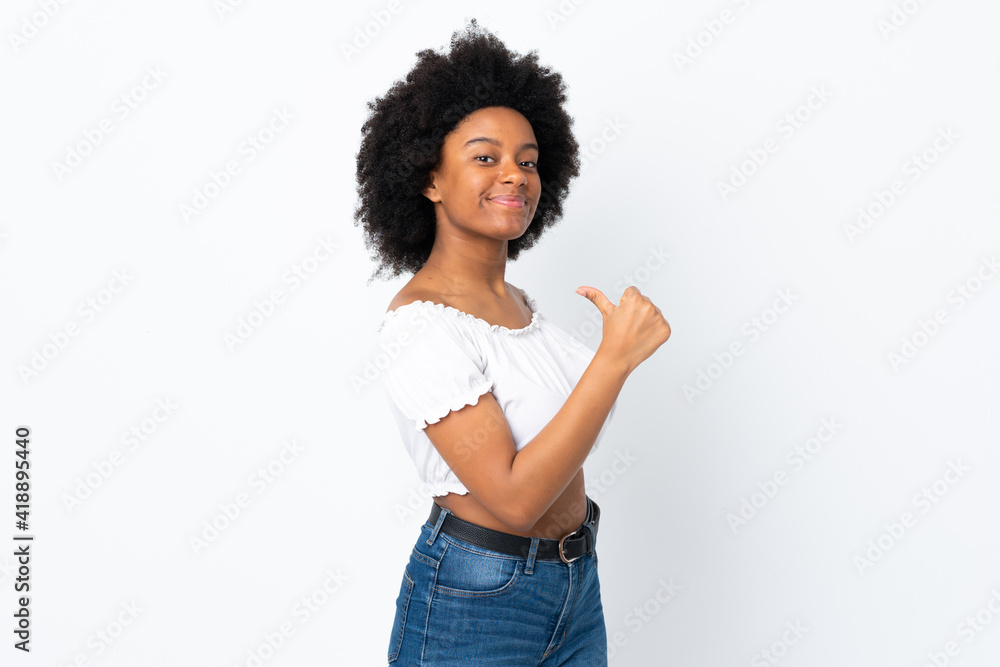 Young African American woman isolated on white background proud and self-satisfied Young African American woman isolated on white background proud and self-satisfied