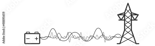 vector illustration of electricity grid network energy storage power vibes