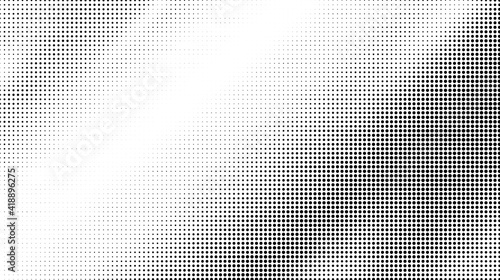 Halftone grunge background. black halftone dots vector texture on white background.