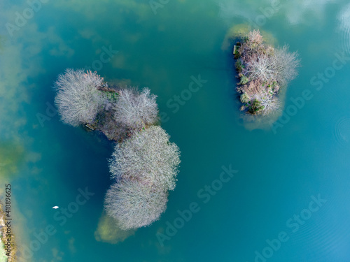 above lakes near tresillian truro cornwall England uk aerial drone © pbnash1964