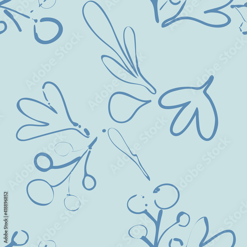 Seamless Pattern of Stylized Floral Elements.