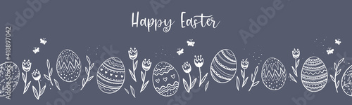 Cute hand drawn Easter banner, creative and fun, great for social media, cards, invitations - vector design