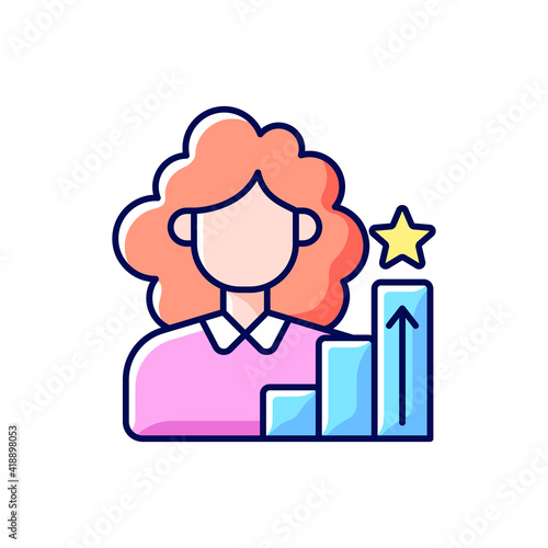Women in management RGB color icon. Expansion of the rights of women. Movement for equalization of women rights. Struggle for women's rights. Woman as director. Isolated vector illustration