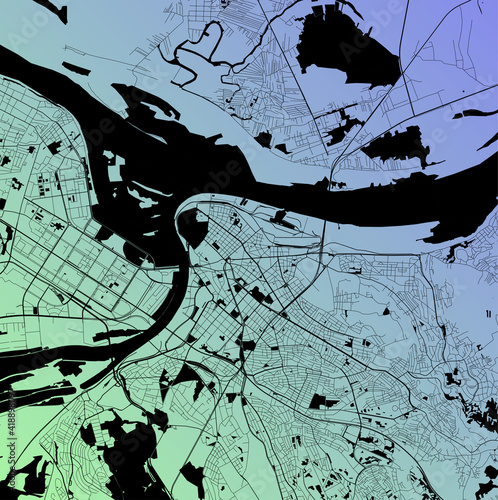Fotografi Belgrade, Grad Beograd, Serbia (SRB) - Urban vector city map with parks, rail an