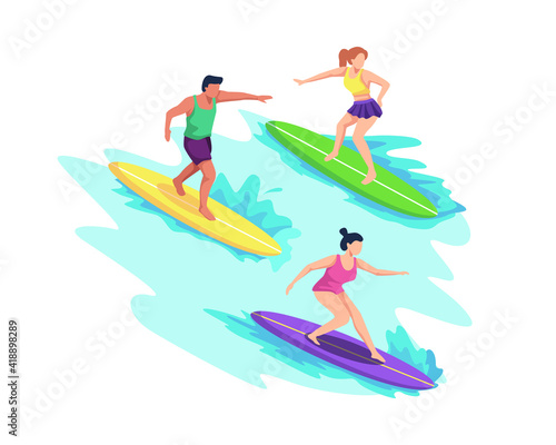 Photography Men and women surfing illustration