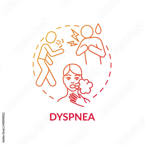 Dyspnea concept icon. Shortness of breath idea thin line illustration. Chest tightness. Results after sever disease. Covid-19 and treatment. Vector isolated outline RGB color drawing