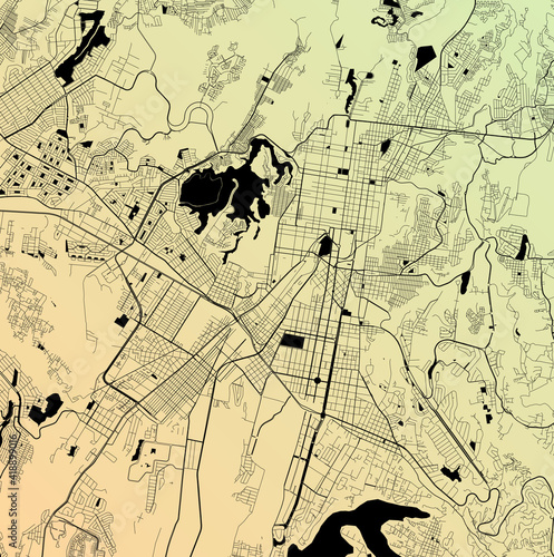 Guatemala, Guatemala (GTM) - Urban vector city map with parks, rail and roads, highways, minimalist town plan design poster, city center, downtown, transit network, gradient blueprint