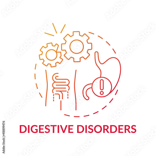 Digestive disorders concept icon. Gastrointestinal symptoms idea thin line illustration. Problems with health. Stomach upset. Infection and digestive tract. Vector isolated outline RGB color drawing