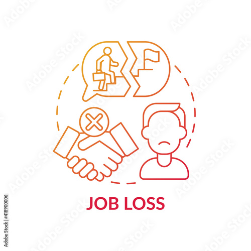 Job loss concept icon. Increasing unemployment rate idea thin line illustration. Impact from coronavirus restrictions. Quarantine lockdowns. Vector isolated outline RGB color drawing